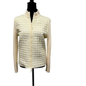Laura Scott Cream Puffer style Jacket/sweater sleeves size Medium